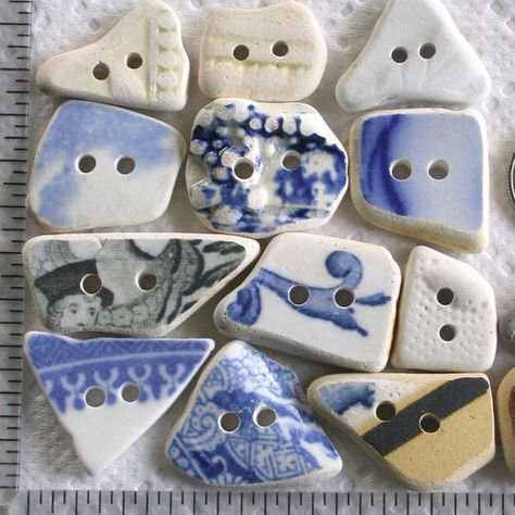 Pottery Buttons, Seaglass Ideas, Surface Decorations, Broken China Crafts, Dremel Crafts, China Crafts, Beach Pottery, Ceramic Buttons, Dremel Projects