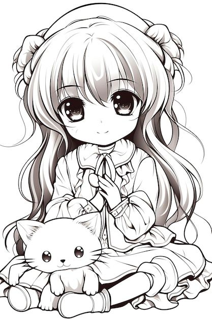 Cute Anime Coloring Pages, Anime Colouring, Coloring Pages Anime, Lineart Coloring, Anime Coloring Pages, Coloring Anime, Chibi Coloring Pages, Manga Coloring Book, Animal Printables