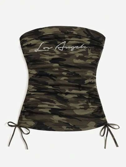 Western Cowgirls, Printed Drawstring, Camo Print, Tube Top, Pre Order, Camouflage, Camo, Summer Outfits, Top Outfits