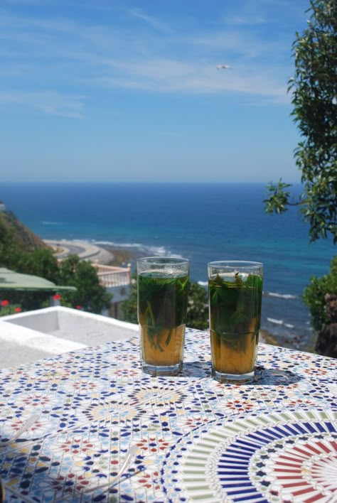 Mint tea in Tangier Tangier Aesthetic, Tanger Morocco, Moroccan Summer, Morocco Photography, Moroccan Aesthetic, Tangier Morocco, Travel Project, Moroccan Culture, Mint Tea