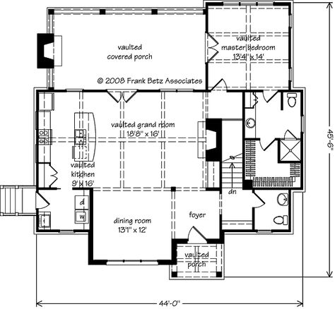 2,294 sq. ft. Two bedrooms in walk-out basement. Ozark House, Cape Cod House Plans, Frank Betz, Grand Room, Southern Living House Plans, Basement House Plans, Cool Autumn, Compact House, Small Cottages