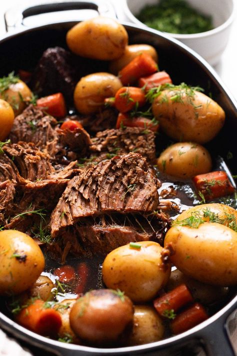 Instant Pot Sirloin Tip Roast - iFoodReal.com Sirloin Tip Roast Stew, Beef Sirloin Tip Roast Recipes Instant Pot, Instant Pot Sirloin Tip Roast, Crockpot Sirloin Tip Roast, Sirloin Tip Roast Instant Pot, Roast With Potatoes And Carrots, Sirloin Roast Recipes, Beef Sirloin Tip Roast, Instant Pot Stew