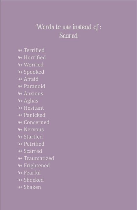 Another Word For Scared, Words For Scared, Words To Use Instead, Novel Writing Outline, Writing Outline, Writing Inspiration Tips, Substitute Teaching, Writing Prompts For Writers, Writing Dialogue Prompts