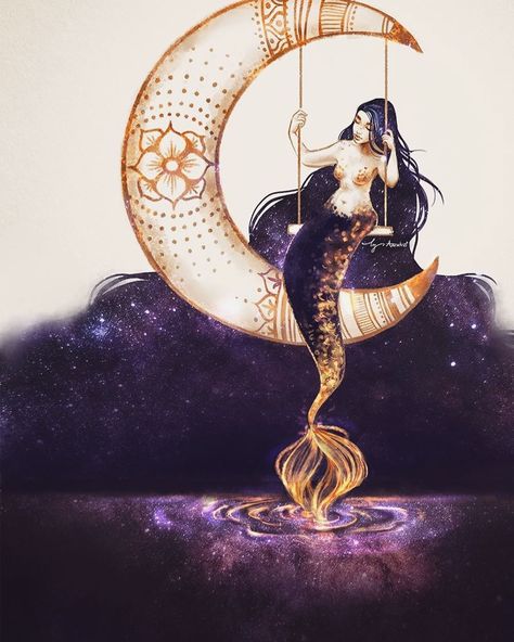 Tyler Amato on Instagram: “#Mermay moon bae 🌙✨” Hedge Witch, Mermaid Dreams, Fantasy Creatures, Fantasy Art, My Art, Mermaid, Moon, Humanoid Sketch, Disney Characters