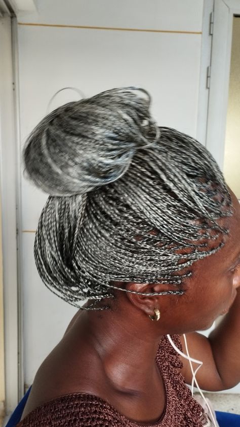 Grey Braids For Black Women, Silver Locs, Grey Braids, Grey Box Braids, Grey Hair Braids, Braid Hair Styles, Grey Hair Looks, Braids And Twist, Grey Hair Don't Care