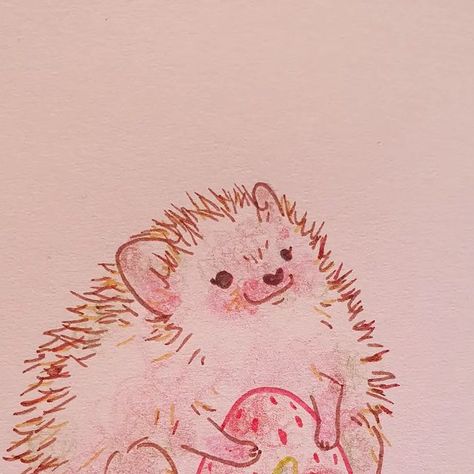 Alex @ Hogdog Club 🦔 on Instagram: "strawbear hedgie 🍓

.

#hedgehog #hedgie #hedgielove #cutedrawings #artdaily #hedgehogart #sweetbean" Hedgehog Art, Daily Art, Cute Drawings, Instagram