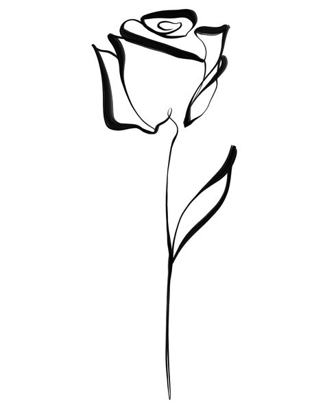 Art Deco Rose Tattoo, Rose Tattoo Line, Rose Line Drawing, Rose Outline Drawing, Line Drawing Images, Tattoo Line Art, Simple Rose Tattoo, Line Drawing Tattoos, Rose Line Art