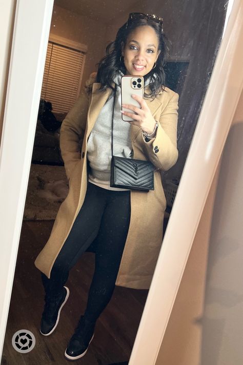 Jordans Outfits, Outfit Grey, Lapel Coat, Jordan 1s, Causal Outfits, Hoodie Women, Pea Coat, Grey Hoodie, Lapel Collar