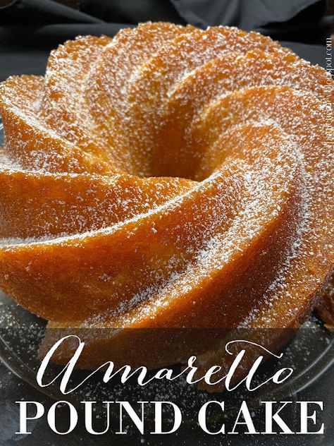 Almond Bundt Cake Recipes Easy, Cherry Almond Pound Cake, Desserts With Amaretto, Almond Amaretto Pound Cake, Almond Amaretto Cake, Amaretto Bread, Amaretto Pound Cake Recipe, Amaretto Bundt Cake, Amaretto Recipes