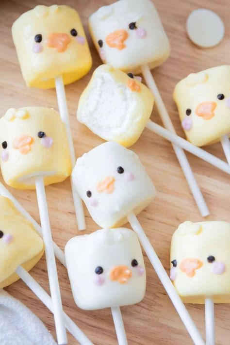 Try these cute marshmallow pops with this recipe. These chocolate covered pajama party snacks are an easy treat for any occasion. Enjoy these marshmallow treats as character marshmallow pops for Easter. This kawaii dessert is sure to delight everyone. Strawberry Thumbprint Cookies, Orange Sugar Cookies, Teddy Cookie, Lemon Thumbprint Cookies, Sourdough Discard Crackers, Discard Crackers, Kawaii Desserts, Cute Marshmallows, Marshmallow Treats