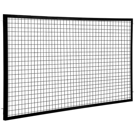 Ensure safety in your industrial facility with this Vestil 4' x 8' black steel panel APG-M-48. Intended for use as part of the Vestil adjustable perimeter guard system, this 4' x 8' panel serves as a barrier around important equipment and machines. For optimal durability, it has a rugged 12 gauge steel frame with an 8 gauge steel wire mesh insert. Both the frame and mesh have a black powder-coated finish for additional strength. The woven wire mesh is 1/8' thick and it has 2" x 2" openings, ensu Wooden Light Fixtures, Hidden Desk, Craft Room Furniture, Fence Screening, Black Steel Frame, Cable Railing, Hallway Storage, Steel Panels, Office Crafts