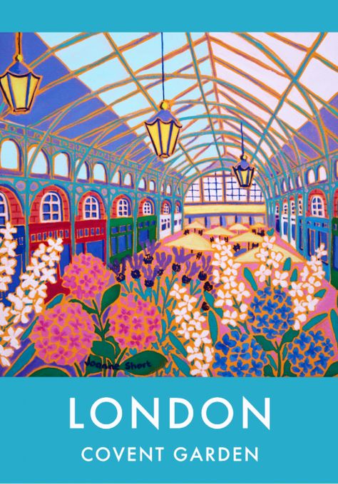 Joanne Short The Flower Market, London Illustration, London Wall Art, Transportation Poster, Covent Garden London, London Wall, Eco Friendly Art, London Poster, Vintage Style Art