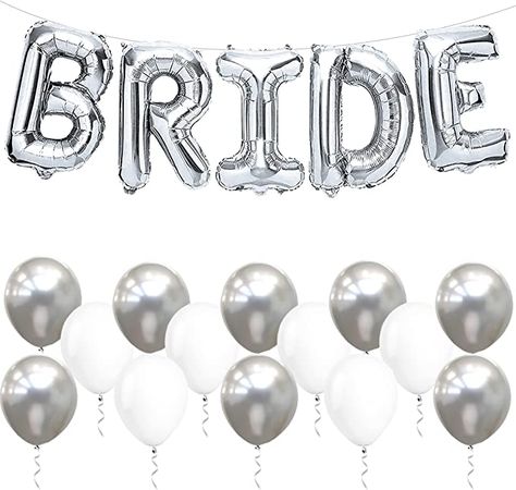 KatchOn, Silver Bride Balloons Set, 16 Inch - Pack of 23 | Bride Balloons Silver for Silver Bachelorette Party Decorations | Bride Decorations | Bride Letter Balloons for Bridal Shower Decorations Silver Bachelorette Party, Silver Bachelorette, Bride Balloons, Bachelorette Party Decorations, Bridal Shower Decorations, Shower Decorations, Bachelorette Party, Party Decorations, Balloons