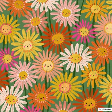 Daisy Illustration, Lion Illustration, Scrapbook Background, Feeling Pretty, Iphone Pictures, Textile Pattern Design, Happy Flowers, Plant Illustration, Illustration Girl