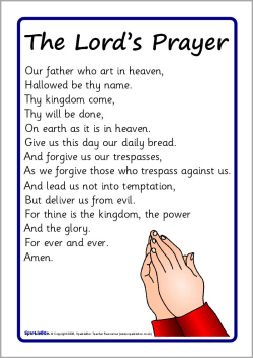 Printable    The Lord's prayer Lords Prayer Crafts, The Lord's Prayer Printable, Lord's Prayer Printable, Prayer Crafts, Childrens Prayer, Hebrew Prayers, Our Father Prayer, Our Father Who Art In Heaven, School Prayer