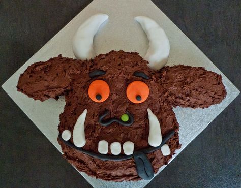 Gruffalo cake | Not the best picture - I made it this mornin… | Flickr Writing Icing, Gruffalo Cake, Gruffalo Party, Charlie And Lola, Twin Birthday Cakes, Face Cake, Big Tub, Rabbit Cake, 2 Birthday Cake