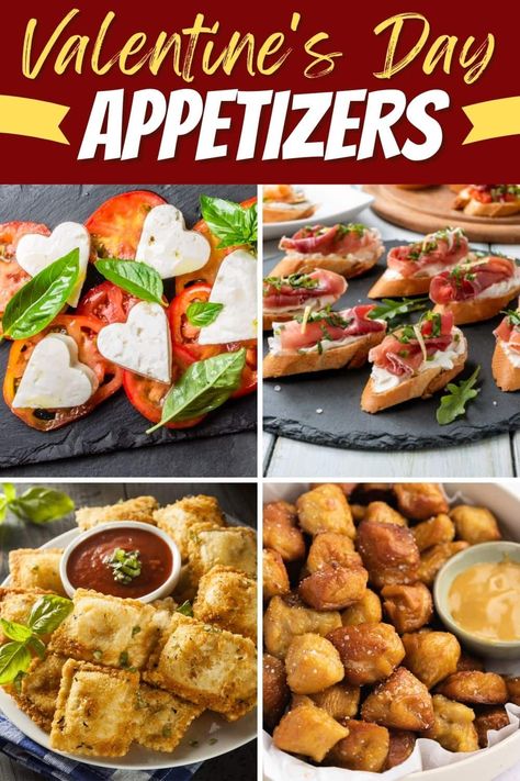 These Valentine's Day appetizers are a great way to kick off your celebration! From dips to hanky panky to bruschetta, your sweetheart will love these tasty bites. Valentines Day Appetizers, Valentine Appetizers, Valentines Appetizers, Valentines Healthy Snacks, Valentine Snacks, Mess Food, Tomato Food, Valentine Food, Finger Snacks