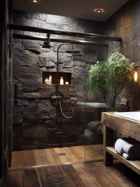 Dröm Hus Planer, Timeless Bathroom, Rustic Bathroom Designs, Rustic Bathrooms, Stone Walls, Bathroom Inspiration Decor, Hus Inspiration, Dream Bathrooms, Dream House Interior