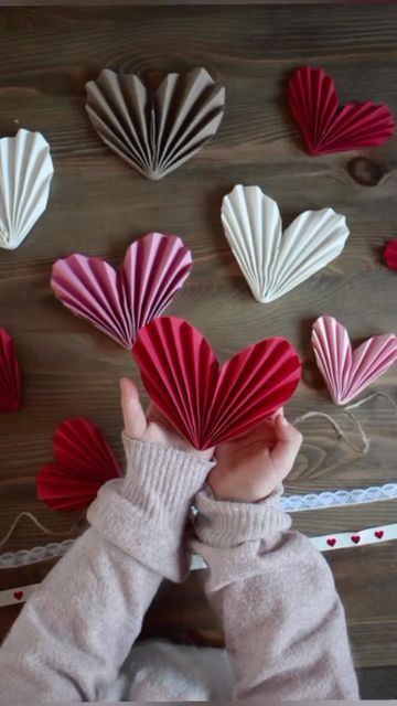 Hobbycraft on Instagram: "💖 Valentine’s DIY paper hearts 💖⁠ ⁠ Recreate these easy to make paper heart decorations by the fabulous @our.familyfables for your Valentine’s crafting. Why not add these to cards, gift baskets or make them into garlands? You can also change up the size and cardstock to match your style. ✨⁠ ⁠ Find even more Valentines craft ideas by heading to the link in our bio⁠ ⁠ #Hobbycraft #MakeWithHobbycraft #ValentinesDay #HappyValentines #ValentinesDIY #PaperProjects #PaperCra Paper Craft Garland, Heart Construction Paper Craft, Valentines Paper Hearts, Cardboard Hearts Craft Valentines Day, Heart Hanging Decoration Diy, Heart Chain Paper, 3d Paper Hearts Diy Valentine Crafts, Valentines Origami Easy, Cricut Valentines Decorations