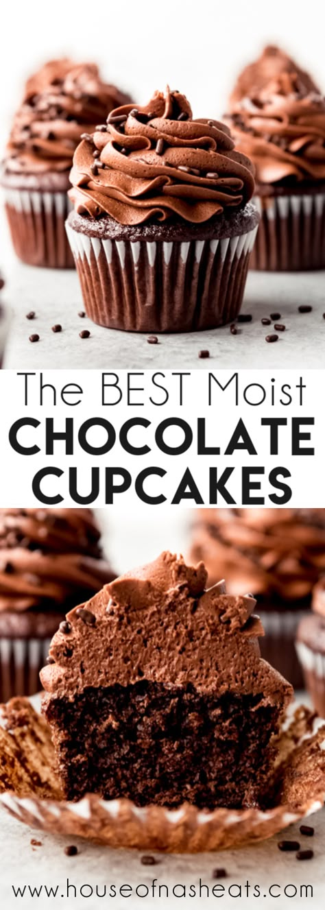 These really are the best ever super moist chocolate cupcakes. Made from scratch with cocoa powder, they are deeply chocolatey, perfectly fluffy, and with a slightly domed top. And dare I say it? These homemade, moist chocolate cupcakes are way better than any boxed cake mix, with the same super moist crumb and texture that you know you love. #chocolate #cupcakes #cake #homemade #easy #fromscratch #moist #birthday Chocolate Cupcake Recipe With Coffee, Dark Chocolate Cupcakes Moist, Coffee Chocolate Cupcakes, Chocolate Cupcakes With Coffee, Chocolate Cupcake Recipe, Best Chocolate Cupcakes, Chocolate Fudge Sauce, Chocolate Cupcakes Moist, Chocolate Frosting Recipes