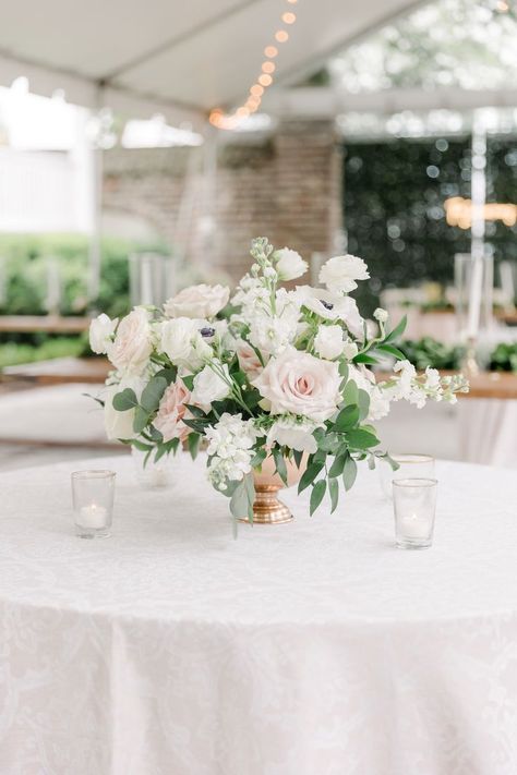 Sage Green Pink And White Wedding, White And Light Pink Floral Wedding Centerpieces, Sage And Blush Floral Arrangements, Blush Pink And Sage Green Wedding Flowers Centerpieces, Sage Green And Blush Pink Wedding, Blush Floral Centerpieces, Wedding Esthetics, White And Pink Wedding Flowers, White Florals Wedding