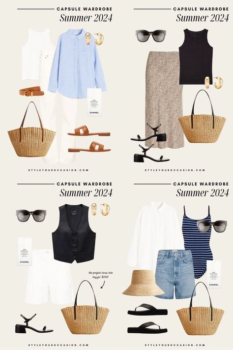 Looking for a Summer Capsule Wardrobe for 2024? This minimal and casual capsule wardrobe for summer is easy to create & great for warm weather! Whether you’re looking for light, soft, European, or casual summer capsule wardrobe ideas, we have everything you need to build the perfect minimalist summer wardrobe for women and create casual and chic women’s summer outfits. Summer outfits 2024 trends Trend Style 2024 Summer, Soft Classic Style Outfit Ideas, 2024 Minimalist Fashion, Jcrew Catalog 90s, Europe Summer Capsule Wardrobe 2024, Holiday Capsule Wardrobe 2024, Summer Wardrobe Essentials 2024, Holiday Wardrobe Capsule, Capsule Wardrobe Summer 2024