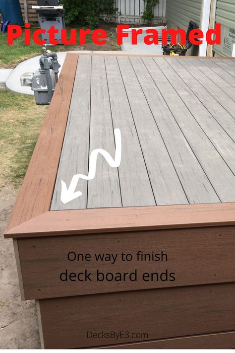 Deck Top Ideas, Picture Frame Decking, Deck Picture Framing, L Shape Deck, Picture Frame Deck, Trex Deck Ideas, Composite Deck Ideas, Wooden Deck Designs, Deck Details