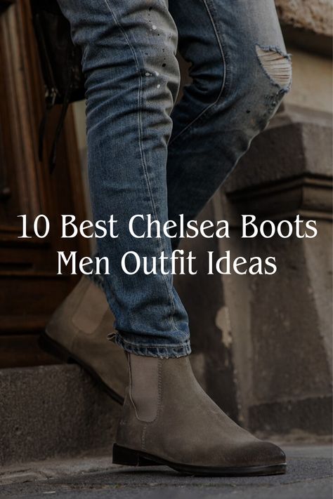 Step into style with the 10 Best Chelsea Boots Men Outfit Ideas in 2024! Elevate your fashion game with these versatile boots that effortlessly blend sophistication and edge. From sleek monochromatic looks to rugged denim pairings, these outfit ideas redefine dapper. 🌟 Strut the streets with confidence in your Chelsea Boots Men Outfit – because fashion is your playground. #MensFashion #ChelseaBoots #OutfitIdeas #FashionInspo #StyleGoals Mens Grey Boots Outfits, Mens Suede Chelsea Boots Outfit, Suede Chelsea Boots Men Outfit Formal, Men Outfit Chelsea Boots, Tan Suede Chelsea Boots Men Outfit, Brown Suede Chelsea Boots Men Outfit, Chelsea Boots Outfit 2024, Men’s Chelsea Boots, Grey Chelsea Boots Men Outfit