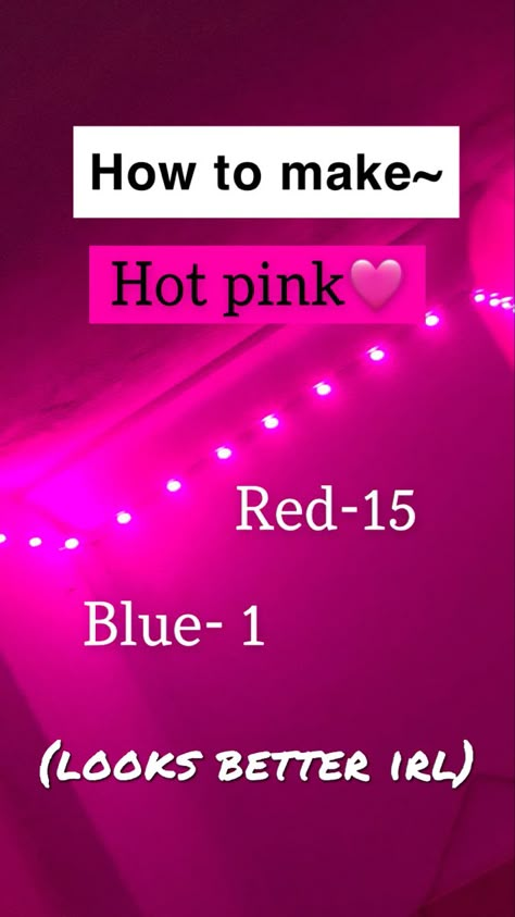 How To Make Hot Pink Led Lights, Led Colors For Sleep, Led Lights Bedroom Aesthetic Pink, Colors For Led Lights, Hot Pink Led Lights, How To Put Led Lights In Room, Led Color Combos, Led Light Combos, Led Lights Combinations