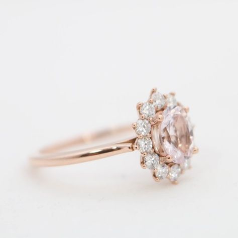 Penelope / Olive Avenue Jewelry Morganite Engagement Ring Oval, Olive Avenue Jewelry, Dolphin Jewelry, Silver Diamond Jewelry, Engagement Ring Oval, Ring Holder Wedding, Morganite Diamond, Diamond Halo Engagement Ring, Morganite Engagement