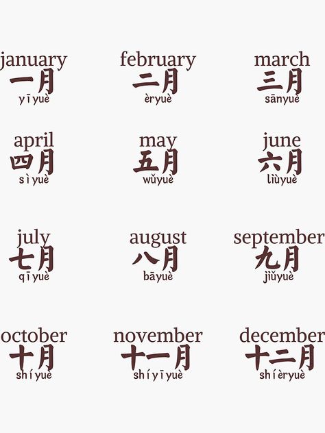 Months In Chinese, Moon In Chinese, Hsk 1 Vocabulary, Hsk 1 Chinese, Chinese Stickers, Artistic Journal, Study Pack, Hsk 1, Pack List