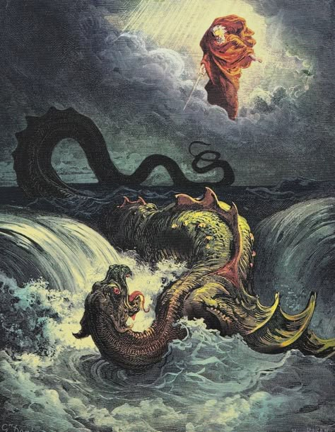 World Mythology, Gustave Dore, Biblical Art, Realism Art, Sea Monsters, Naive Art, 판타지 아트, Classical Art, Bible Art