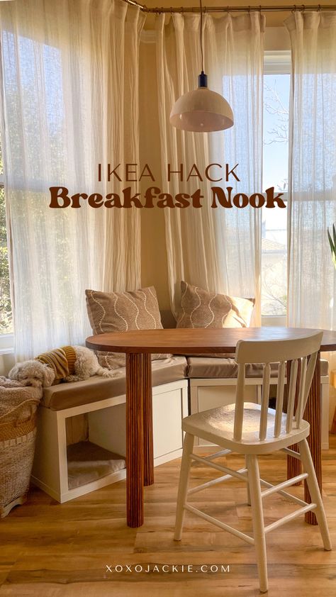 Breakfast Nook Apartment Small Spaces, Diy Kitchen Nook Bench Corner, Studio Apartment Breakfast Nook, Diy Bench Breakfast Nook, Small Apartment Dining Nook, Kitchen Nook Small Spaces, Tiny Kitchen Dining, Dining Nook Diy, Alternative Breakfast Nook Ideas