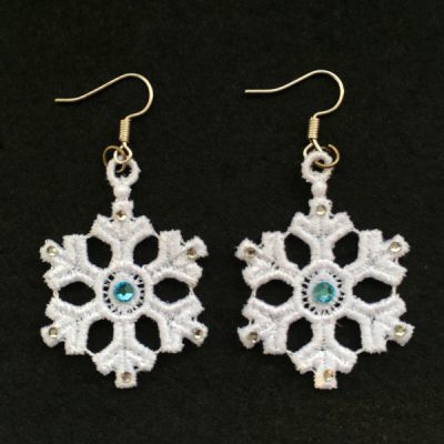 Free Standing Lace Machine Embroidery, Free Standing Lace, Crystal Christmas, Lace Designs, Crystal Snowflakes, Snowflake Earrings, Embroidery Software, Embroidery Library, Christmas Earrings