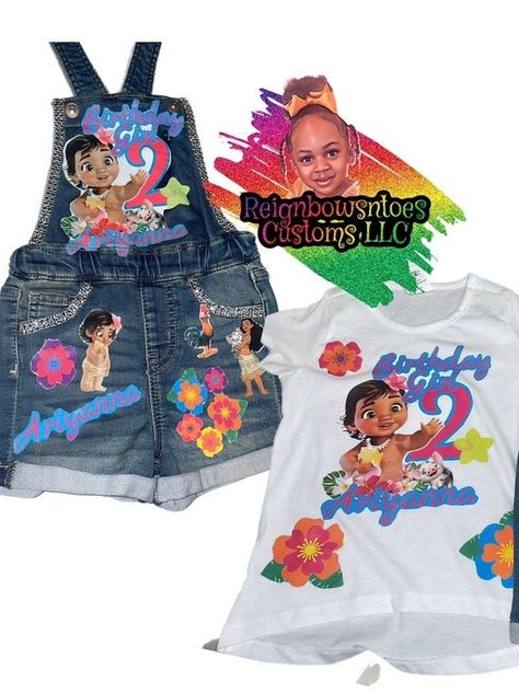 Moana Birthday Outfit, Island Princess, Denim Set, Moana Birthday, Island Girl, Moana, Denim Outfit, Birthday Outfit, Custom Items