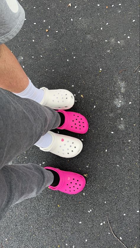 Crocs For Boyfriend, Matching Couples Crocs, Matching Crocs With Boyfriend, Couples Crocs Ideas, Matching Crocs For Couples, Couple Crocs Shoes, Crocs Couple Charms, Matching Crocs With Bf, Crocs Couple Goals