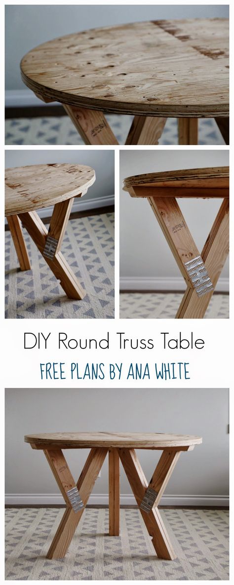 Truss Table, Round Wood Table, Wood Truss, Marlene Hose, Wood Table Diy, Table Diy, Free Plans, Table Plans, Diy Table