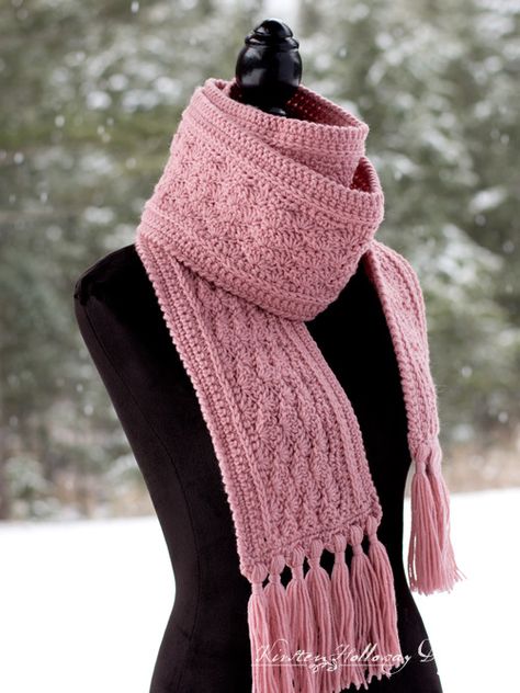 La Vie en Rose Scarf Pattern for Ladies | Free Crochet Tutorial | Kirsten Holloway Designs Crochet Womens Scarf, Crochet Scarf For Beginners, Ladies Scarf, Crochet Scarf Pattern Free, Easy Crochet Stitches, Crochet Winter, Shawl Crochet Pattern, Scarf Crochet Pattern, Crochet Woman