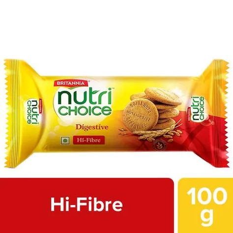 Buy Britannia Nutri Choice Hi Fibre Digestive Biscuits 100 Gm Pouch Online At Best Price - bigbasket Digestive Cookies, Snack Brands, Grocery Supermarket, Retail Concepts, Digestive Biscuits, Fiber Rich, Biscuit Cookies, Whole Wheat Flour, High Fiber