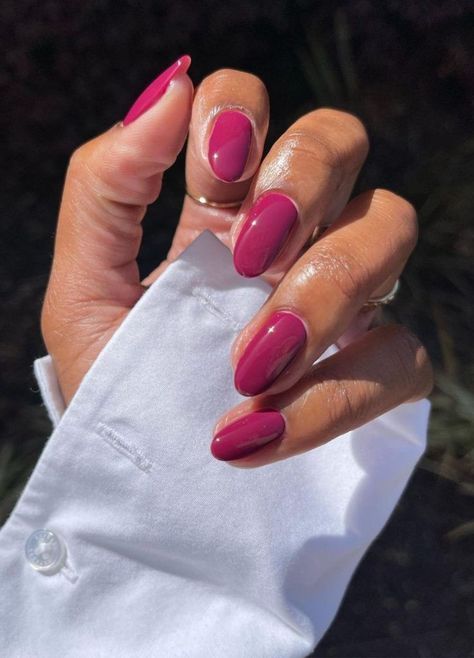 Raspberry Nail Color, Berry Pink Nails, Lesbian Nails, Raspberry Nails, Magenta Nails, Mail Inspo, Neutral Nail Color, Perfect Hands, Gel French Manicure