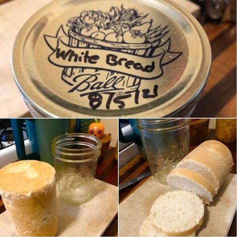 I canned this white bread back in August. Opened a jar of canned bread today for breakfast sandwiches and they came out super yummy, just as fresh as when they were... - Canning, Freezing, Dehydrating, Food Preserving and Homesteading Canning Bread, Canned Bread, Bread In A Jar, Bread Rustic, Basic White Bread Recipe, Dry Canning, Dehydrating Recipes, Homemade Nacho Cheese Sauce, Canning Potatoes