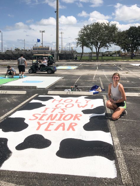 Cute Parking Spot Painting Ideas, Highschool Parking Spot Ideas, Painted Parking Spaces Ideas, Senior Parking Spot Painting, Unique Senior Parking Spot Ideas, Senior Year Planning, Senior Parking Spot Ideas, Parking Spot Ideas, Senior Year Diy