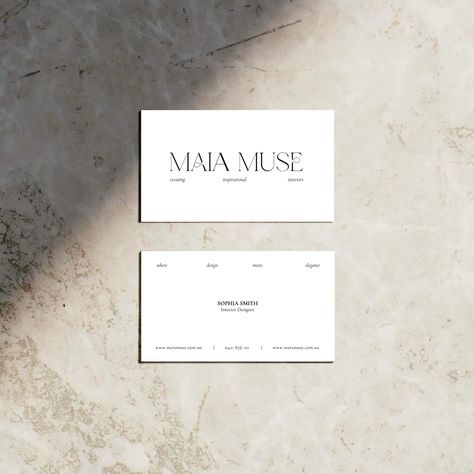 Reflecting elegance and timelessness, these high-end business cards designed for Maia Muse Interior Design have us in LOVE! At Liscia Creative, we design for businesses of all sizes and industries, ensuring each brand exudes sophistication and style. Wanting your own luxury prints, business cards, gift vouchers, thank you cards or brochures? Get in touch with us today to upgrade your branding. #LisciaCreative #BrandDesign #InteriorDesign #MinimalAesthetic #TimelessElegance #BusinessCard... Luxury Branding Design, Luxury Printing, Minimal Aesthetic, Gift Vouchers, Brand Design, Business Card Design, Luxury Brand, Luxury Branding, Muse