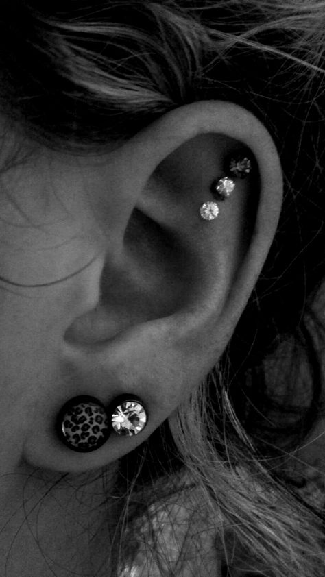 ear piercing Piercings Corps, 3 Ear Piercings, Ear Peircings, Double Ear Piercings, Cute Piercings, Body Piercings, Ear Piercing, Piercing Tattoo, Jewelry Wedding