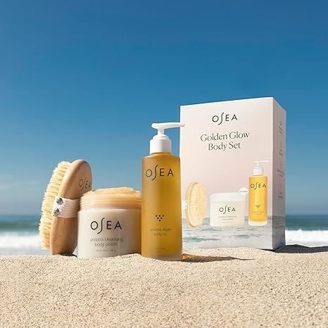 Amazon.com : OSEA Golden Glow Full Size Body Set - Includes Full Size Undaria Algae Body Oil (5oz), Undaria Cleansing Body Polish (10oz), & Plant-Based Body Dry Brush - Clean & Vegan Bodycare Spa Set for Women : Beauty & Personal Care Clean Vegan, Spa Set, Body Polish, Dry Brush, Body Cleanse, Golden Glow, Body Brushing, Dry Brushing, Set For Women