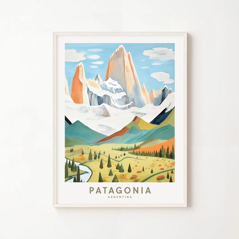 Patagonia Print Mount Fitz Roy Illustration Argentina - Etsy London Map Poster, Greek Mythology Family Tree, Mount Fitz Roy, Bird Watercolor Art, Family Tree Poster, Pokemon Photo, Custom Family Tree, Horse Posters, Patagonia Argentina