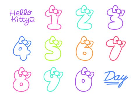 Hello Kitty Colourful Numbers Alphabet Fonts Numbers, Hello Kitty Font Alphabet, Sanrio Font, Hello Kitty Letters Alphabet, Hello Kitty Font, Cute Numbers, Numbers Wallpaper, Hello Kitty Birthday Theme, Alphabet Wall Decals