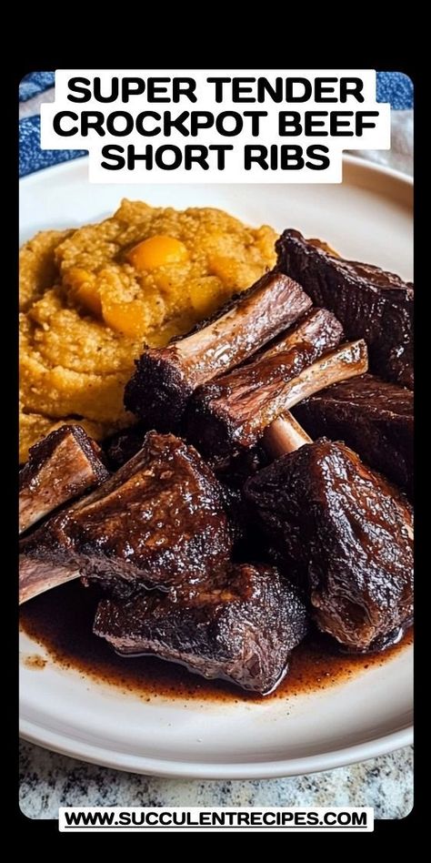 Let your slow cooker do the work with these Super Tender Crockpot Beef Short Ribs! Packed with bold flavors and so tender, they’re a dinner favorite. Beef Short Ribs Instapot, Dr Pepper Short Ribs Crock Pot, Crockpot Beef Ribs Recipes, Slow Cooker Short Ribs Recipe Crock Pots, Short Ribs Slow Cooker Easy, Beef Ribs Crockpot Slow Cooker, Boneless Short Ribs Recipe Crockpot, Crockpot Short Ribs Slow Cooker, Short Ribs In Crockpot