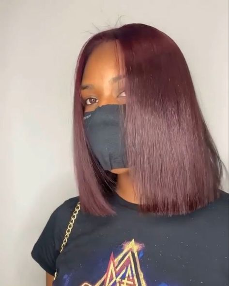 Burgundy Hair Black Hair, Burgandy Short Bob Black Women, Burgundy Straight Hair Black Women, Natural Hair Burgundy Black Women, Burgundy Bob Natural Hair, Dark Red Black Women, Dark Wine Hair Color Black Women, Burgundy Bob Black Women Natural Hair, Dark Burgundy Hair Color On Black Women