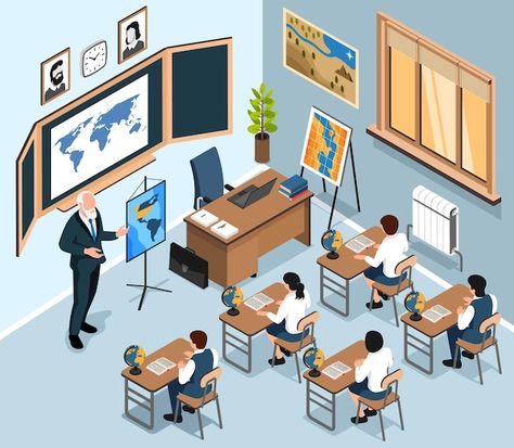 Free vector isometric class interior com... | Free Vector #Freepik #freevector #isometric-classroom #school-class #class #classroom Classroom Illustration School, Isometric Classroom, 21st Century Classroom Design, Teacher Vector, Funny Optical Illusions, 21st Century Classroom, Chart Ideas, School Interior, Rpg Map